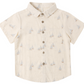 Rylee & Cru Baby Boys' and Boys' Collared Short Sleeve Shirt in cream features a front pocket and an allover playful sailboat print.