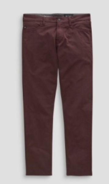 Tellis AG-ed™ Modern Slim Denim: slim-fit maroon five-pocket stretch jeans.