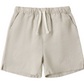 Rylee & Cru Baby Boys' and Boys' Perry Short in beige features an elastic waistband, drawstring, and side pockets for a vintage look, shown flat on a white background.