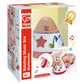 Hape Rotating Music Box in packaging, with a wooden top, colorful star cutouts, musical notes, and images of a baby playing and sleeping next to the soothing Hape toy.