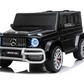 The Freddo Mercedes G63 AMG Ride-On is a black electric car with chrome details, LED headlights, and a realistic front grille, designed to deliver an authentic 4x4 toy experience.