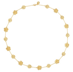 The Anabel Aram Wildflowers Station Necklace features textured floral charms linked by a delicate chain, creating nature-inspired elegance in a graceful circular design.