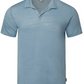 The Shaun Linen Polo by Onia is a light blue, relaxed fit polo with a soft Johnny collar, crafted from comfortable linen jersey and shown on a plain white background.