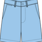 Illustration of blue Boys' Prepletic™ Charlie's Chinos shorts by The Beaufort Bonnet Company, featuring knee length, belt loops, button closure, and visible stitching.
