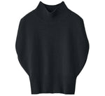 The Zaya Top by Lisa Yang is a black, sleeveless cashmere piece with a ribbed high neck and ribbed detailing on the collar, hem, and sides, shown laid flat on a white background.