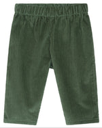 Serendipity Baby Corduroy Pants, GOTS certified and crafted from organic cotton with an elastic waistband, are shown flat against a white background.