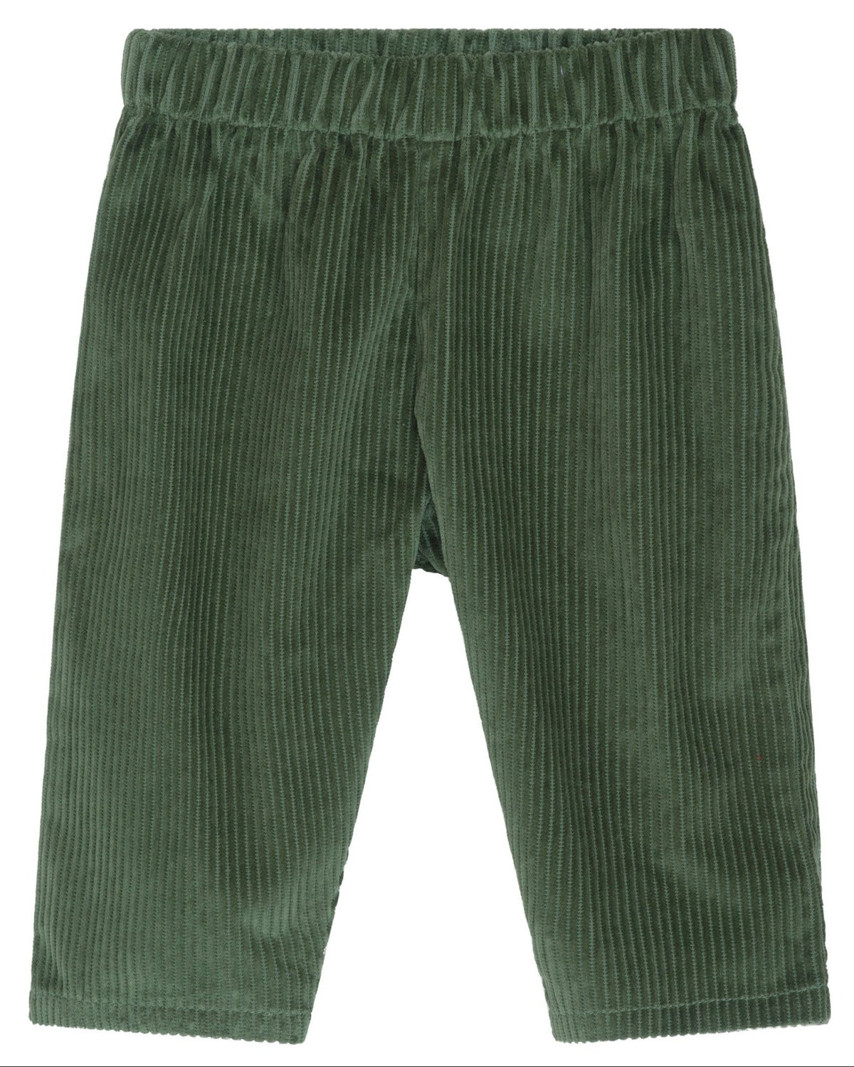 Serendipity Baby Corduroy Pants, GOTS certified and crafted from organic cotton with an elastic waistband, are shown flat against a white background.